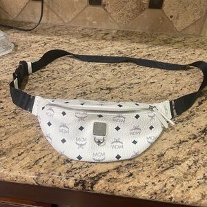 MCM Ivory and Ebony Patterned Belt Bag